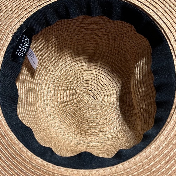 NWT. JONES NEW YORK  STRIPED SCARF WOVEN SUN HAT - NATURAL - Picture 7 of 9